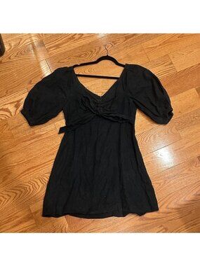 Zimmermann linen Black Puff Sleeve Dress